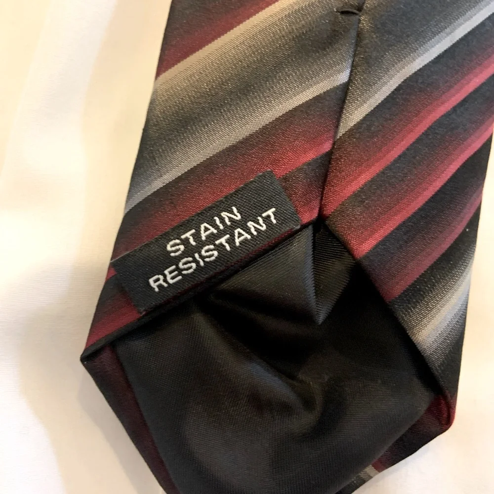 Black/red/grey striped skinny tie